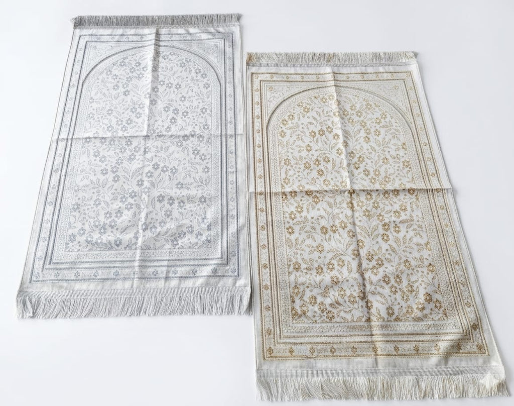 Janamaz Prayer Mat – Lightweight Silk-Blend Floral Islamic Prayer Rug (70 x 110 cm)