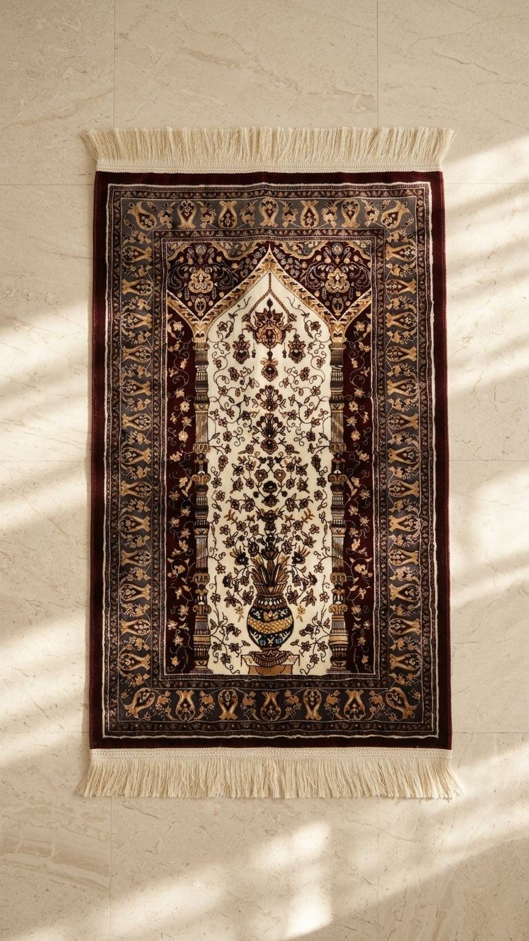 Janamaz Prayer Mat - Premium Velvet Islamic Prayer Rug (70 x 110 cm)
