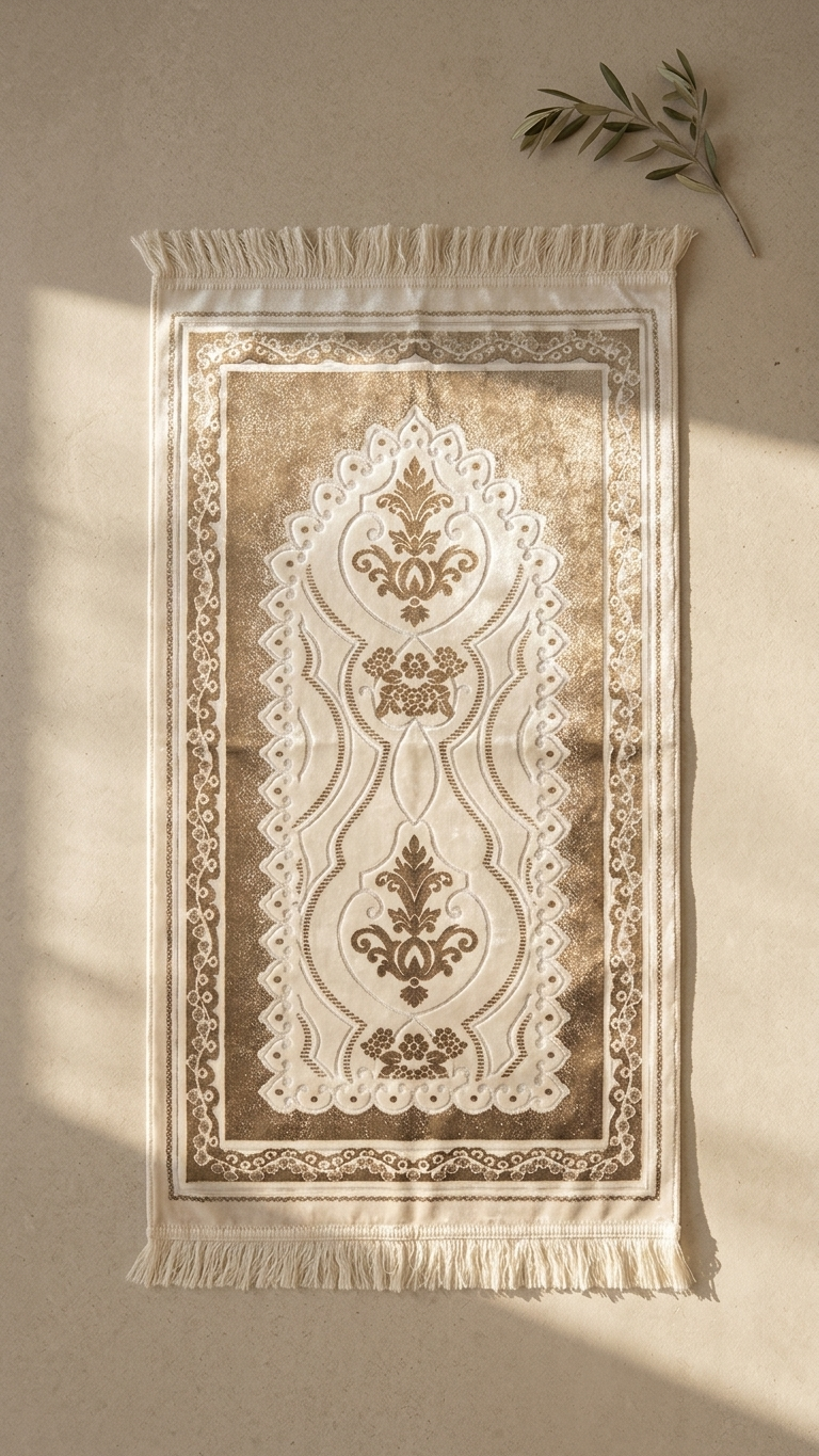 Janamaz Prayer Mat – Premium Silk-Blend Islamic Prayer Rug (70 x 110 cm)