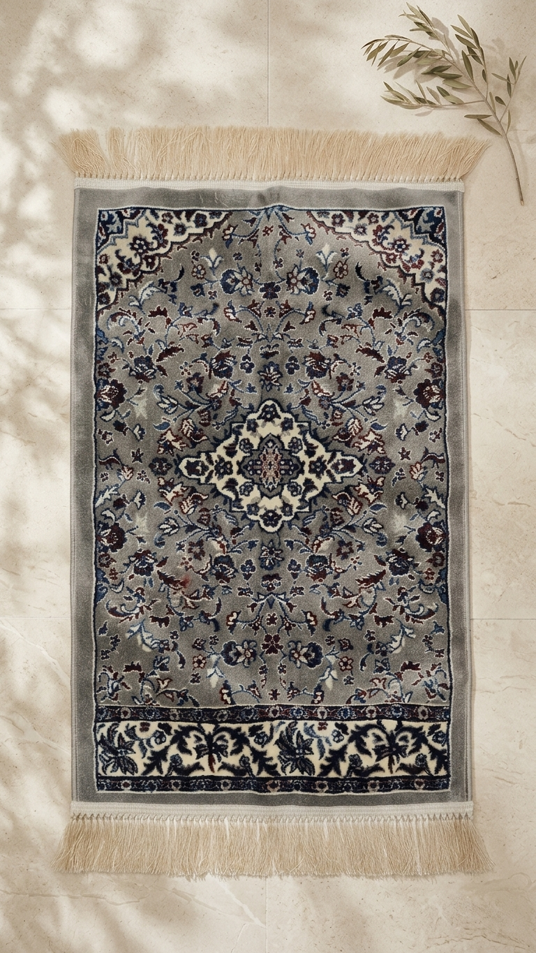 Rawda Carpet 13M Janamaz – Persian Nain-Style Floral Islamic Prayer Rug (72 x 112 cm)