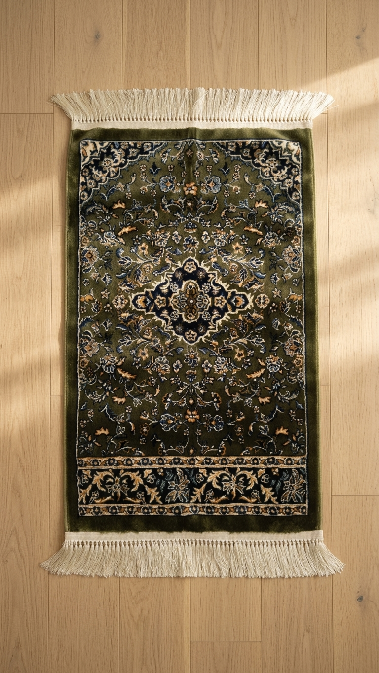 Rawda Carpet 13M Janamaz – Persian Nain-Style Floral Islamic Prayer Rug (72 x 112 cm)
