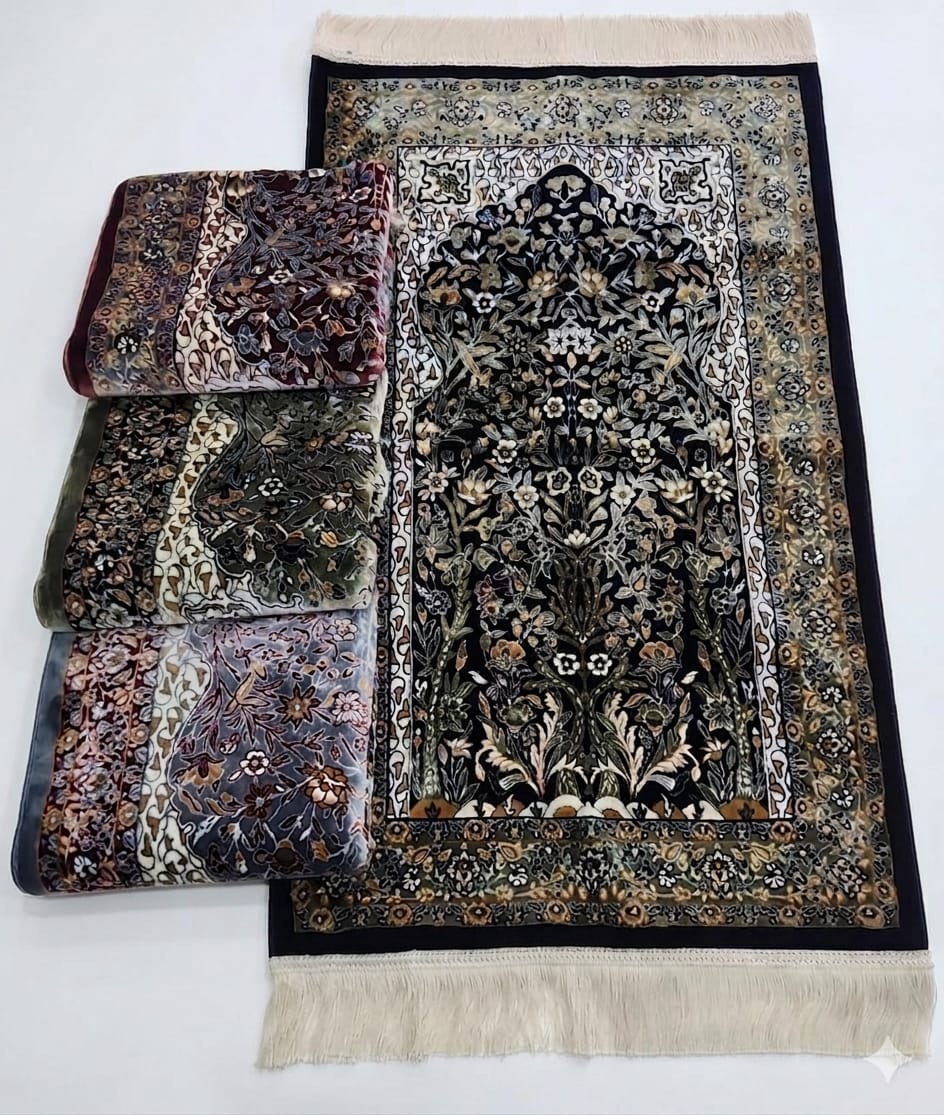 Royal Mihrab Janamaz – Viscose Acrylic Blend Ornate Floral Islamic Prayer Rug (70 x 110 cm)