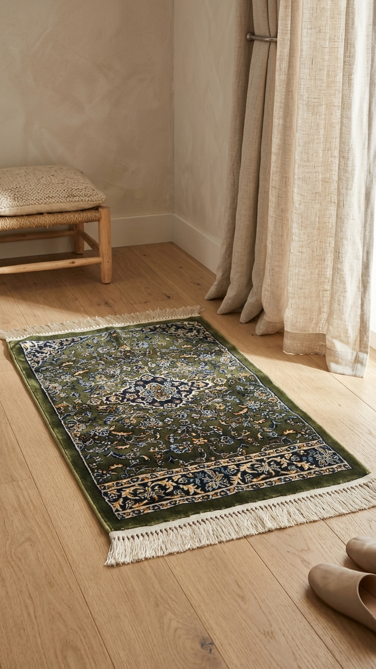 Rawda Carpet 13M Janamaz – Persian Nain-Style Floral Islamic Prayer Rug (72 x 112 cm)