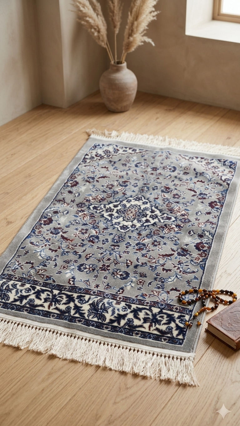 Rawda Carpet 13M Janamaz – Persian Nain-Style Floral Islamic Prayer Rug (72 x 112 cm)