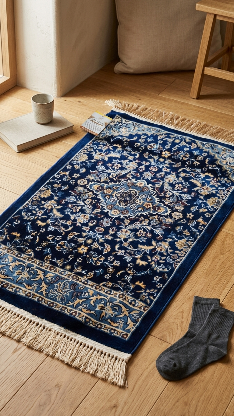 Rawda Carpet 13M Janamaz – Persian Nain-Style Floral Islamic Prayer Rug (72 x 112 cm)