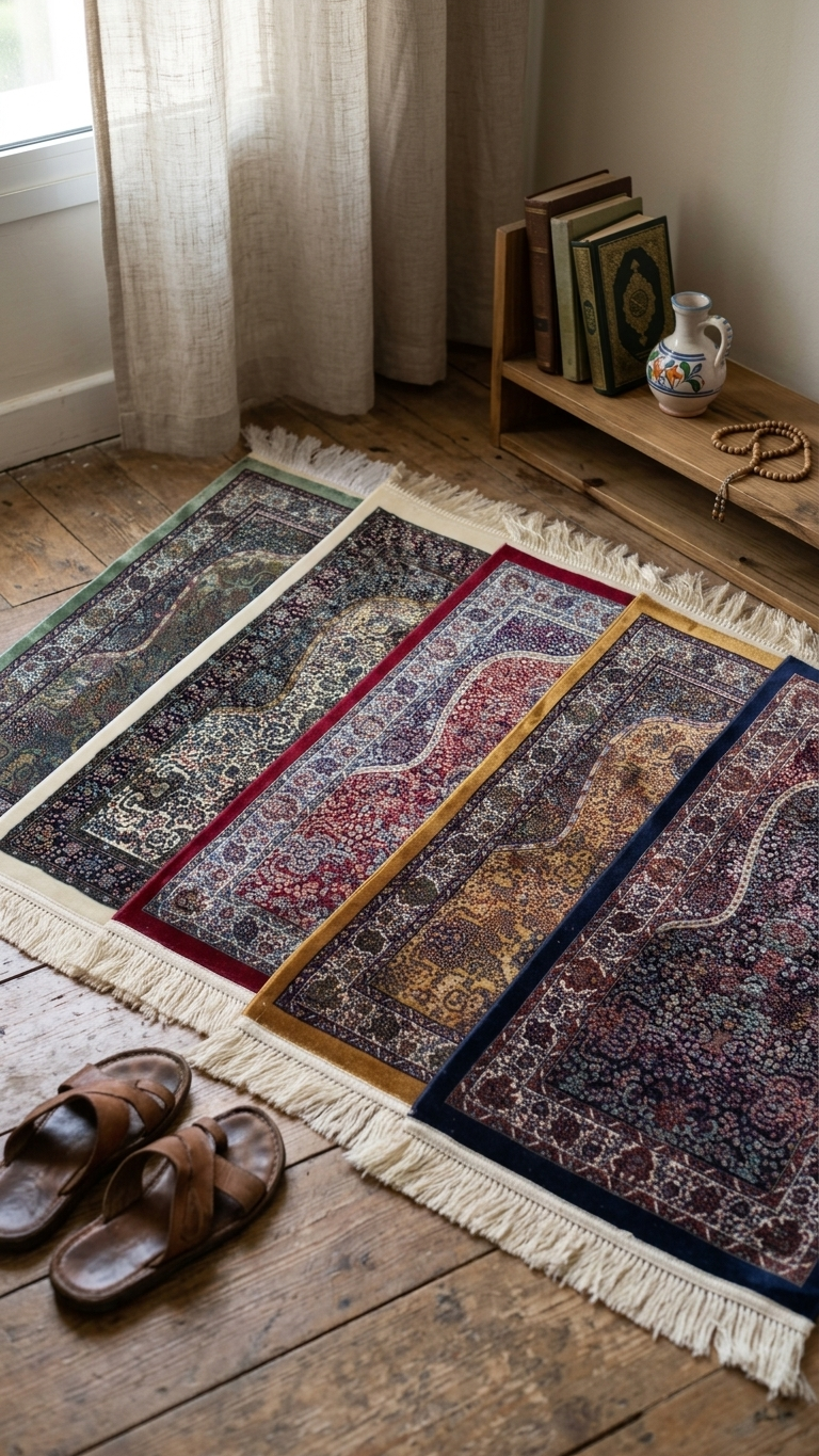Royal Mihrab Silk-Blend Janamaz – Luxury Polyester Silk Islamic Prayer Rug in 5 Colours (110 x 70 cm)