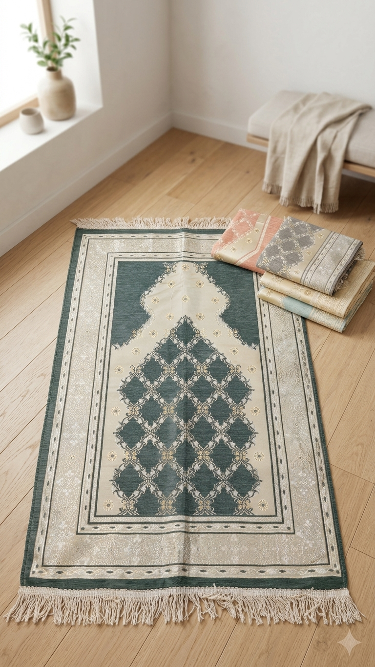 Janamaz Prayer Mat – Foam Padded Mihrab Islamic Prayer Rug (70 x 110 cm)