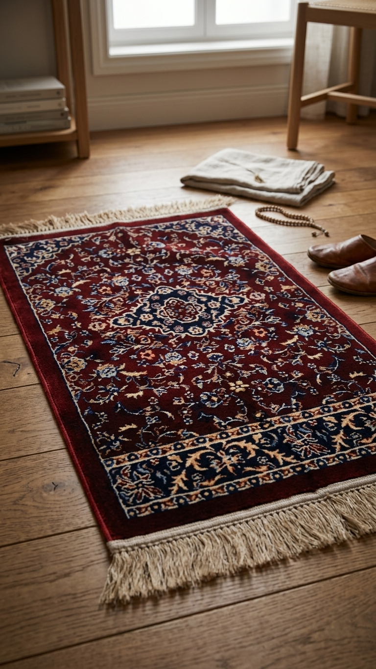 Rawda Carpet 13M Janamaz – Persian Nain-Style Floral Islamic Prayer Rug (72 x 112 cm)
