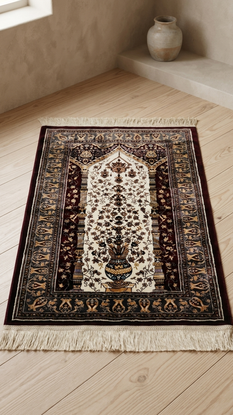 Janamaz Prayer Mat - Premium Velvet Islamic Prayer Rug (70 x 110 cm)
