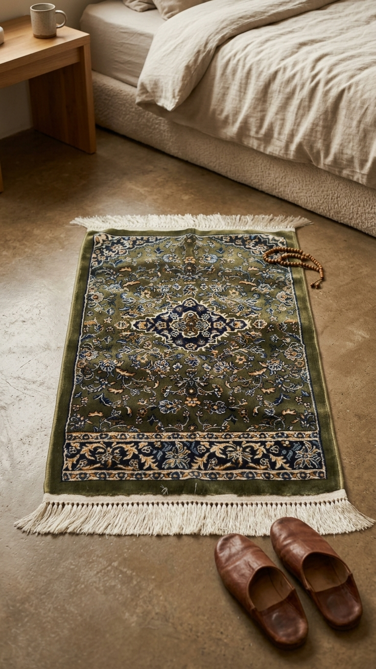 Rawda Carpet 13M Janamaz – Persian Nain-Style Floral Islamic Prayer Rug (72 x 112 cm)