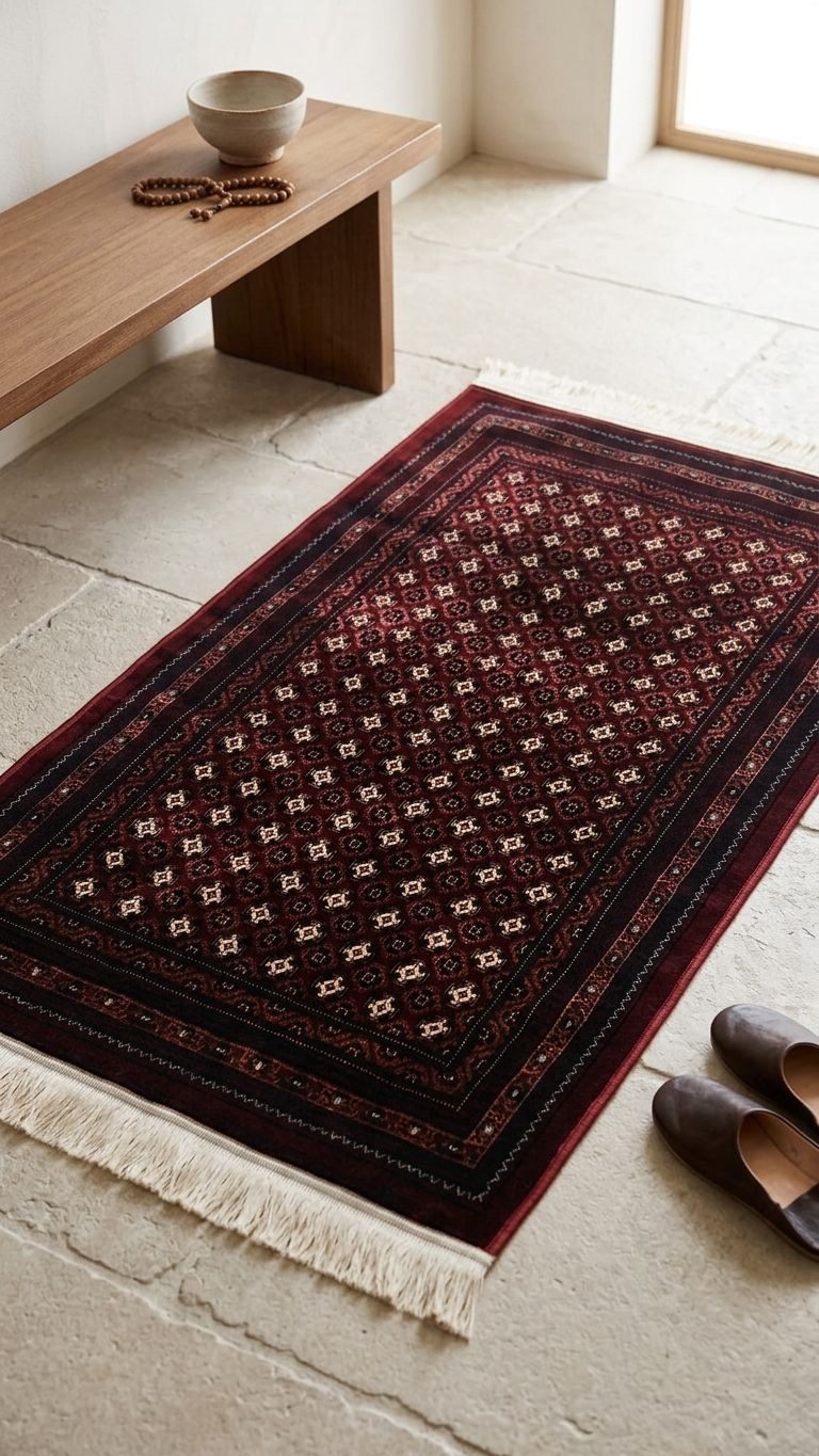 Janamaz Prayer Mat – Persian-Style Bukhara Islamic Prayer Rug (70 x 110 cm)