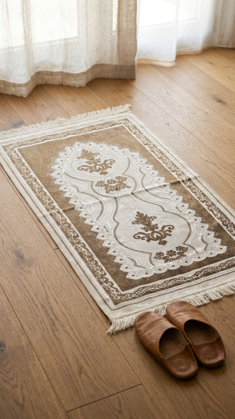 Janamaz Prayer Mat – Premium Silk-Blend Islamic Prayer Rug (70 x 110 cm)
