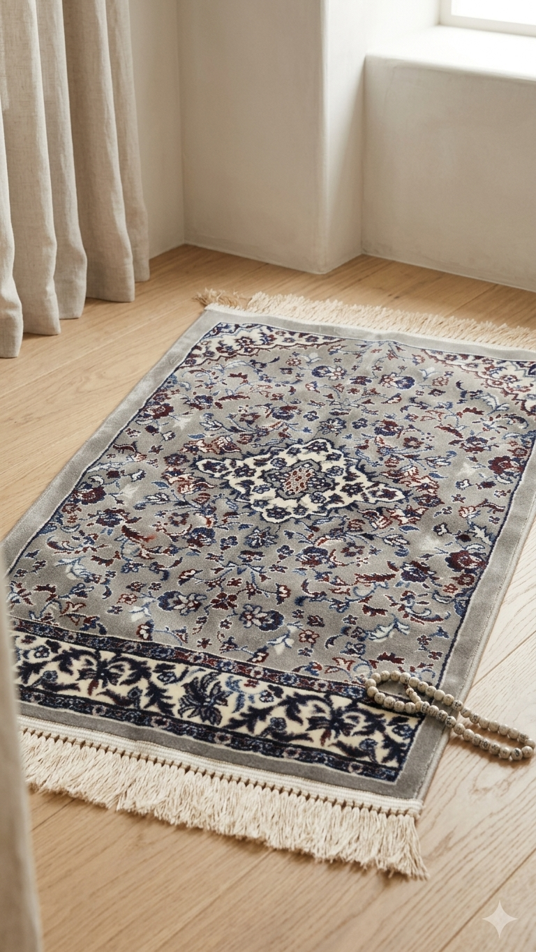Rawda Carpet 13M Janamaz – Persian Nain-Style Floral Islamic Prayer Rug (72 x 112 cm)
