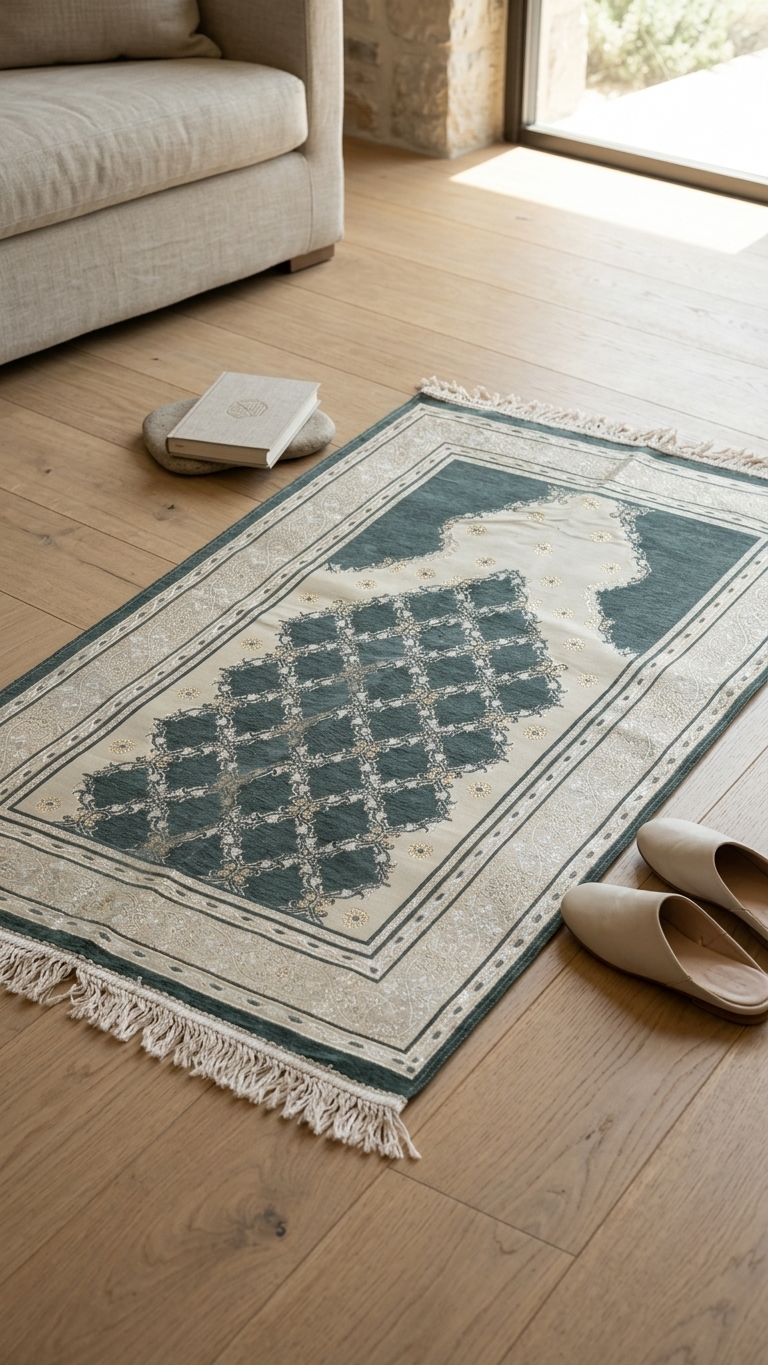 Janamaz Prayer Mat – Foam Padded Mihrab Islamic Prayer Rug (70 x 110 cm)
