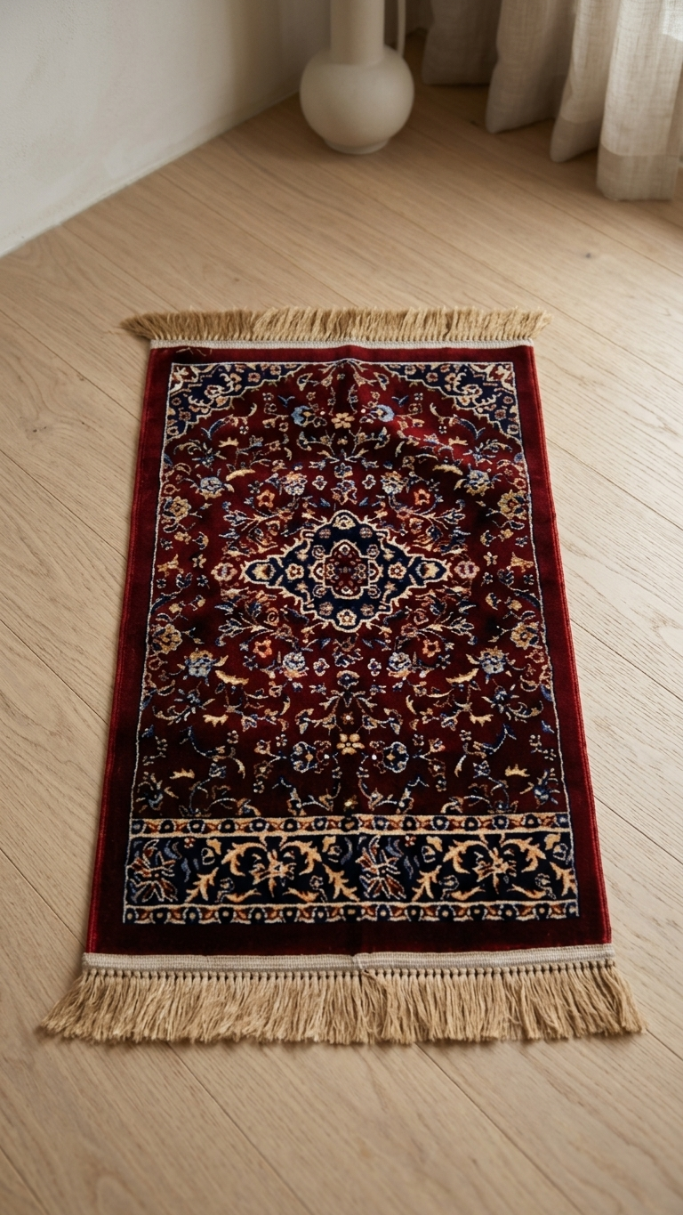 Rawda Carpet 13M Janamaz – Persian Nain-Style Floral Islamic Prayer Rug (72 x 112 cm)