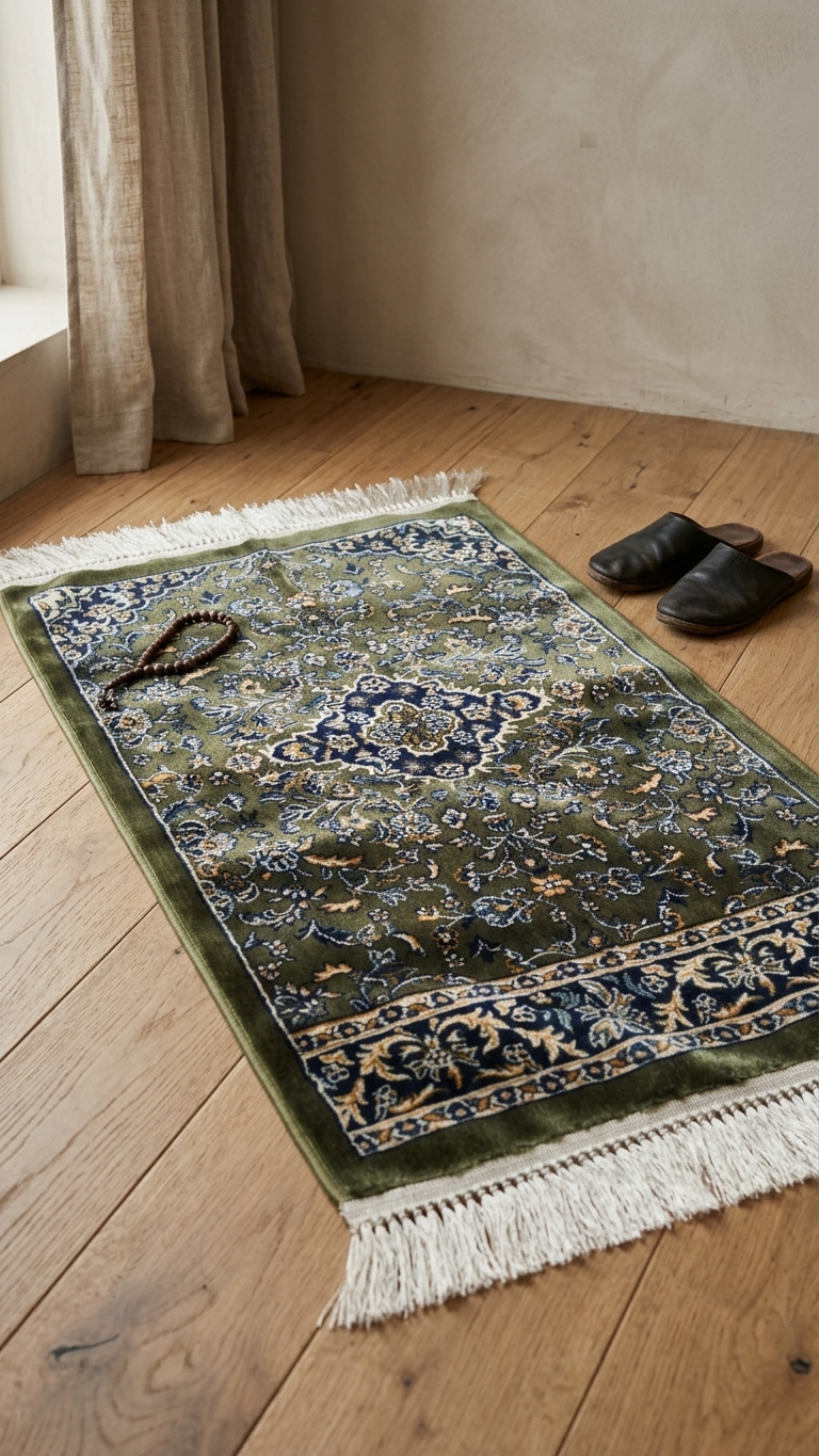 Rawda Carpet 13M Janamaz – Persian Nain-Style Floral Islamic Prayer Rug (72 x 112 cm)