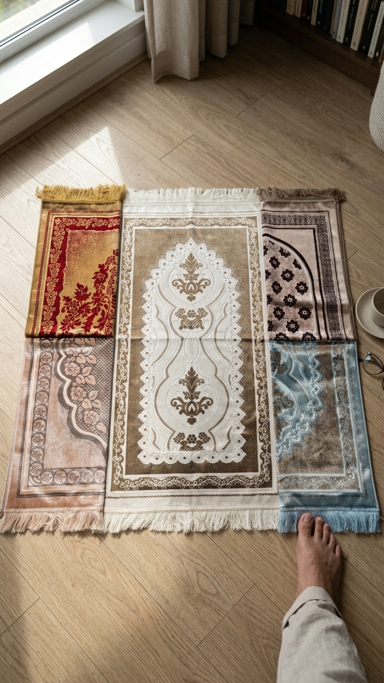 Janamaz Prayer Mat – Premium Silk-Blend Islamic Prayer Rug (70 x 110 cm)