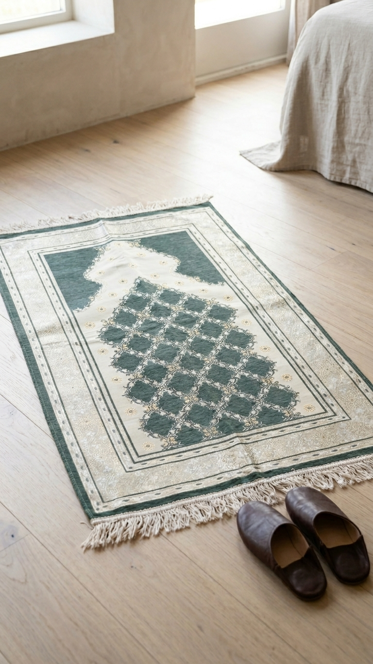 Janamaz Prayer Mat – Foam Padded Mihrab Islamic Prayer Rug (70 x 110 cm)