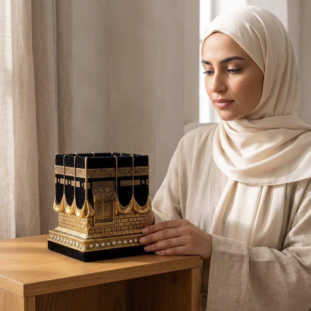 Miniature Kaaba Replica with Kiswa Detail