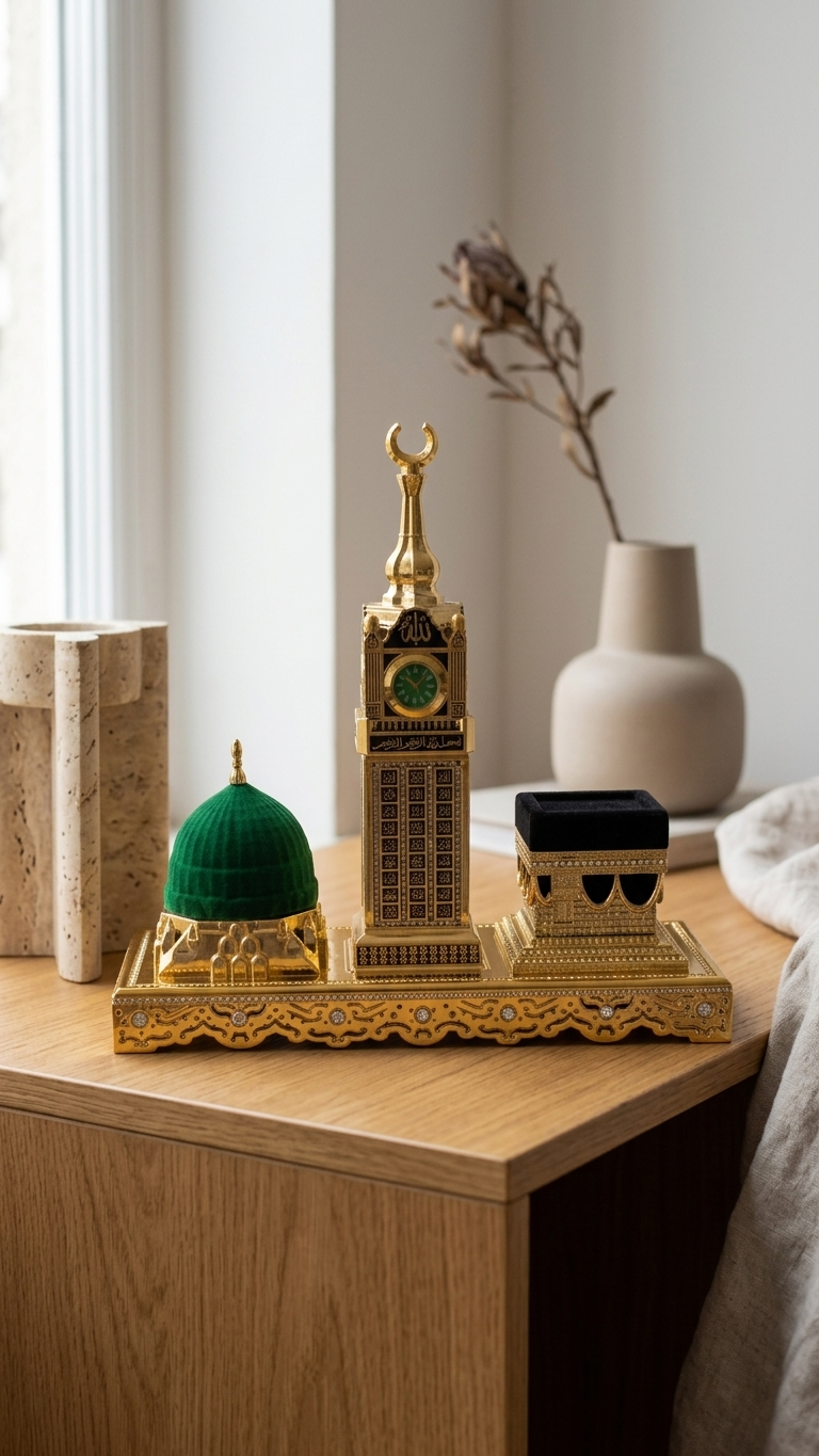 Makkah Clock with Makkah & Madinah Design - 28x28 cm Wall Clock