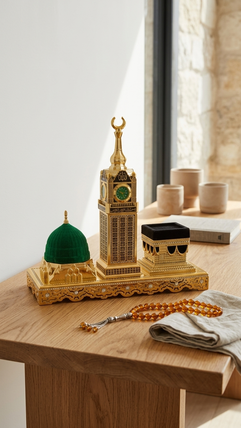Makkah Clock with Makkah & Madinah Design - 28x28 cm Wall Clock