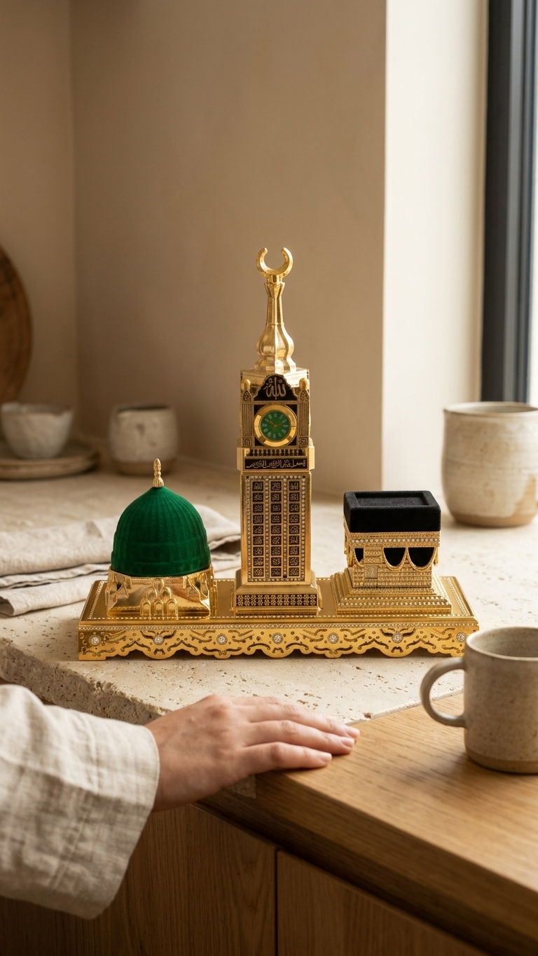 Makkah Clock with Makkah & Madinah Design - 28x28 cm Wall Clock